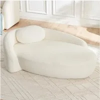 Celya Sofa Minimalistisches Teddyfleece-Sofa mit abgerundetem Design, weich gepolsterte Couch mit Kissen