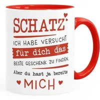 MoonWorks Tasse Kaffee-Tasse Schatz ich habe versucht für dich das beste Geschenk zu finden Geschenkidee Weihnachten Geburtstag Valentinstag Moonworks®, Keramik
