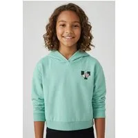 Name It Kapuzensweatshirt NKFTARA LS CROP RLX SWE WH BRU PS NOOS mit kleinem Brust- und großem Rückendruck