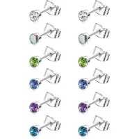 LuxusKollektion Ohrstecker-Set 6Pairs G23 Titan Ohrringe Set Zirkonia Ohrstecker hypoallergen 4/6MM