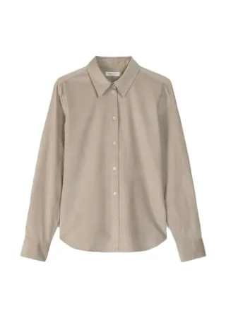 Marc OPolo Casual - Samtbluse aus Bio-Baumwoll-Viskose-Mix beige - Gr. - 38