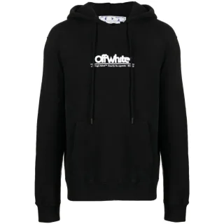 Off-White-Kapuzenpullover in Schwarz mit klobigem Logo und schmaler Passform