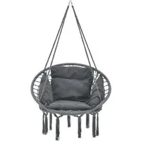 casa.pro Hängesessel, »Kailua« Hängestuhl mit Kissen ø60cm Dunkelgrau