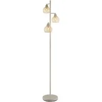 OTTO home Stehlampe Yannic, Stehleuchte Metall cremefarben, exkl. 3x E14 40W 230V, ohne Leuchtmittel, Kabel PVC Schwarz, mit Fußtrittschalter, ø: 310mm, H: 161cm