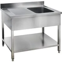 GastroHero Arbeitstisch Spültisch 120x70 cm - Edelstahl mit Becken - Gastro - Spüle