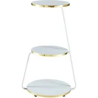 en.casa Beistelltisch, »Sipoo« Sofatisch mit 3 Ebenen 74x46x37cm Weiß / Gold