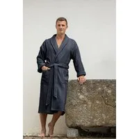 framsohn frottier Herrenbademantel Ocean Bio, Langform, Frottier, Schalkragen, Gürtel, aus 100% GOTS zertifizierter Bio-Baumwolle