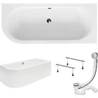 KOLMAN Badewanne Eckbadewanne Avita 180x80, (Links/Rechts), Ablaufgarnitur & Füße GRATIS