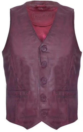Hellbraune Lederweste, formelle traditionelle Gilet-Weste
