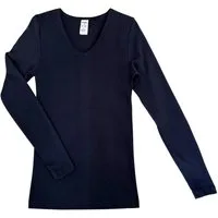 HERMKO Unterziehshirt 13680 Damen langarm Unterhemd mit V-Ausschnitt longsleeve