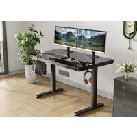 Claiks Schreibtisch Glas Höhenverstellbarer Schreibtisch, Steh-Sitz-Schreibtisch (1-St), mit robuster Glasplatte Leiser Motor, 120x60cm, Schwarz