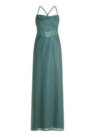 VM by Vera Mont - Kleid gefüttert, lang Petrol/Grey - Gr. - 34