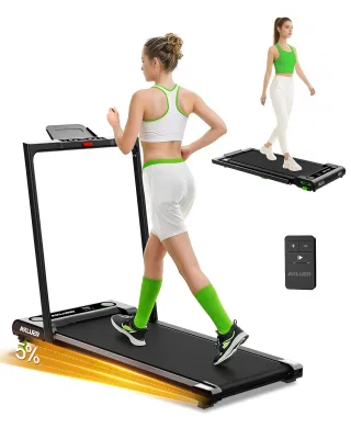 [EU Direct] Akluer 480L-B Foldable Treadmill with Incline & Handrail, 6 km/h Quiet Motor, Compact Under Desk Walking Pad