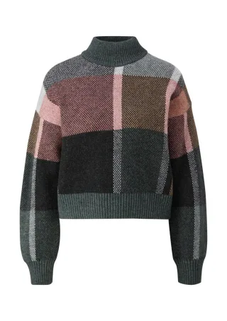 s.Oliver Red Label - Strickpullover aus Wollmix pink/grau - Gr. - 32