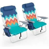 ALPHA CAMP Klappstuhl (Strandstuhl 2er Set), Strandstühle 2er Set Leichte Tragbare Liege Strandkorb 113 kg