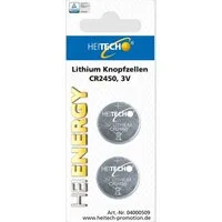 HEITECH Lithium Knopfzellen 2-er Pack CR 2450/3V Knopfzelle
