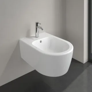 Villeroy und Boch Avento Wand-Bidet 54050001 Weiß, 37 x 53 cm, Oval, 1 Hahnloch, mit Überlauf