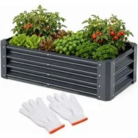 Onbest Hochbeet Metall aus verzinktem 0,4mm Stahl, inklusive Werkzeug & Handschuhe