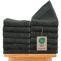 Hausfelder Gästehandtücher 12er Set kleine Handtücher für Gäste WC, 50x30cm, Anthrazit, Baumwollfrottee (12-St)