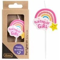 Idena Geburtstagskerze Idena Partykerze Birthday Girl – Regenbogen rosa