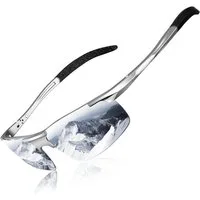 LuxusKollektion Sonnenbrille Sonnenbrille Herren Polarisiert Fahrradbrille UV400 Silber Neu