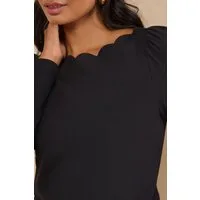 Love & Roses Shirtbluse Love & Roses Langarm-Oberteil, U-Boot-Ausschnitt (1-tlg)