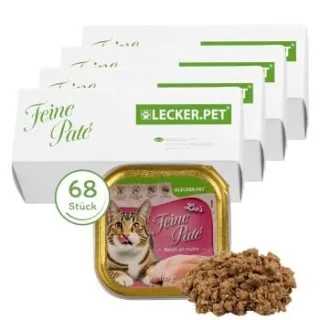 Lyra Pet Lecker.Pet Leo's Feine Paté Reich an Huhn Katzenfutter Nassfutter Vollnahrung 17x7,76 kg