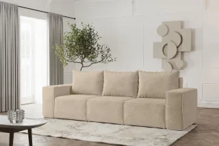 Sofa Designersofa ESTELLE 3-Sitzer in Stoff Abriamo Beige