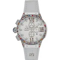 HAEMMER GERMANY Chronograph EMINENT WHITE SWAN, E-006, Quarzuhr, Damenuhr, Datum, Stoppfunktion, Saphirglas, Lederarmband