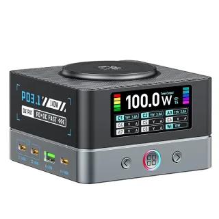 [GaN Tech] Bakeey WLX-R8A 200W 9-in-1 Desktop Charger Station with Digital Display 2USB-A+6Type-C+Magetic Wireless Charg