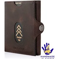 Trusador Mini Geldbörse 'Valencia' - Unisex Slim Wallet - kleiner Leder-Geldbeutel - Münzfach (Handmade, Handarbeit - Made in Europe), Vollnarbenleder, besonders klein, Handarbeit