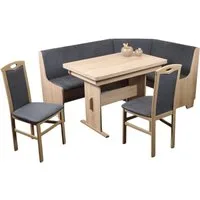 Stolebaenk Eckbankgruppe Bremen MANITI, (Eckbank Set, 1xEckbank, 1xTisch, 2x Stuhl), Beidseitig aufbaubar