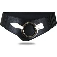 Vanessa & Melissa Taillengürtel Damen Eleganter Gürtel in 6 cm Breite, Vielseitiger Kleidergürtel Elastischer Taillengürtel, Gürtel mit silberner Ring-Schließe