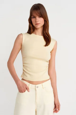 Damen Rippenshirt ohne Ärmel mit rundem Halsausschnitt