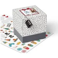SURPRISA Geschenkbox Rätzel Geschenkbox, Geldgeschenk Verpackung & Gutschein Geschenk Box (inkl. 3-stelligem Zahlenschloss), Geschenkkarton Labyrinthrätsel, 12,5 x 12,5 x 12,5 cm, weiß