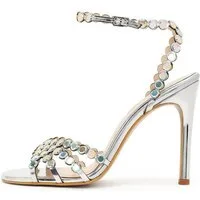 Derimod Sandaletten mit hohem Absatz aus Kunstleder mit Strass-Details Sandale Kunstleder, Knöchelriemen, Stilettoabsatz, Schimmernde Verzierungen