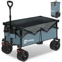 Sekey Bollerwagen 150 KG Bollerwagen Faltbar Handwagen mit Bremsen und breiten Reifen, Patentiertes, 4-fach zusammenklappbares Design, Kein Zusammenbau nötig