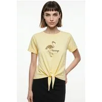 ONLY Kurzarmshirt ONLDORA S/S KNOT FOLD-UP TOP JRS Baumwolle, regular fit, Rundhals