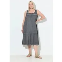 Ulla Popken Midikleid Jerseykleid cold dyed A-Linie Rundhals ärmellos