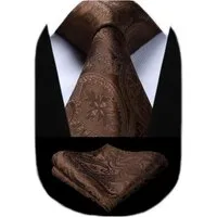 LuxusKollektion Krawatte Krawatten Herren Hochzeit Einstecktuch Paisley Einheitsgröße M-braun