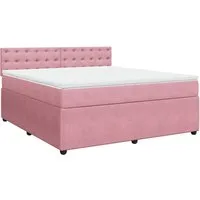 vidaXL Bett Boxspringbett mit Matratze Rosa 180x200 cm Samt