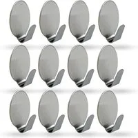 Bestlivings Wandhaken 76409 Selbstklebehaken, Badezimmer, Türen, Duschen, ebene Flächen, glatte Flächen, (Oval, 12-St., 1,8cm x 2,7cm), Silber aus Edelstahl, Rostfrei Aufhänger Bilderhaken ohne Bohren