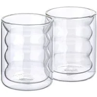 Mulex Latte-Macchiato-Glas Mulex Gläser Set San Diego, 2-tlg., Borosilikatglas, doppelwandig, ideal f. Kaffee, Cappuccino, Latte Macchiatto, 2tlg