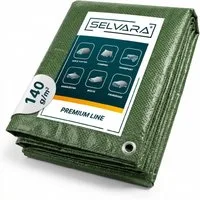 SELVARA Schutzplane Abdeckplane 140g/m² grün mit Ösen, Gewebeplane wasserdicht, reißfest, Plane UV-stabilisiert in vielen verschiedenen Farben & Größen