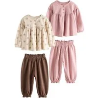 Next Langarmshirt & Leggings Langärmelige Bluse und Pluderhose, 4er-Pack (4-tlg)