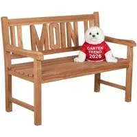 MR.DEKO Gartenbank Teak MOIN 120 cm – norddeutsch, einladend & wetterfest (2-Sitzer Bank, zerlegt geliefert, ideal für Terrasse, 1-St), Massive Sitzbank Garten und Balkon, 250 kg belastbar