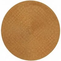 HAC24 Platzset 4er Set Platzmatte Abwaschbar Tischset Platzdeckchen Tisch Untersetzer, (Set, 4-St), Rund, Ø 38 cm, Bast-Optik