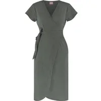 Janice Midikleid Musselin Kleid Chadies Sommerkleid mit Bindeband V-Ausschnitt