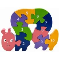 GICO Steckpuzzle Holzpuzzle Raupe mit Zahlen von 1 bis 10- 3937, Puzzleteile