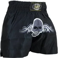 BAY-Sports Sporthose Skull Thaiboxhose Thaiboxen Hose Shorts Muay Thai Kick Totenkopf Pant (Stück) Gestickter Totenkopf - Edel verarbeitet